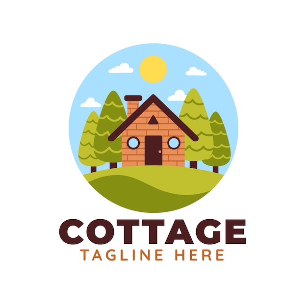 Flaches Design-Cottage-Logo-Design