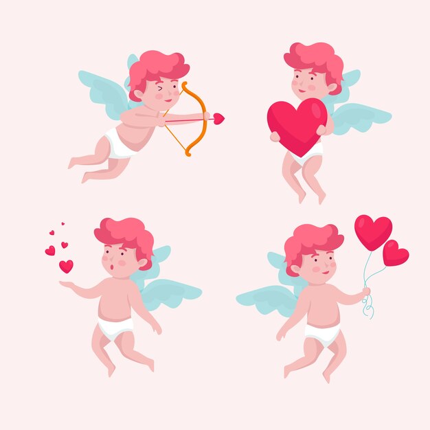 Flaches Design Cupid Charakter Sammlung