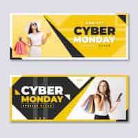 Kostenloser Vektor flaches design cyber montag banner mit foto