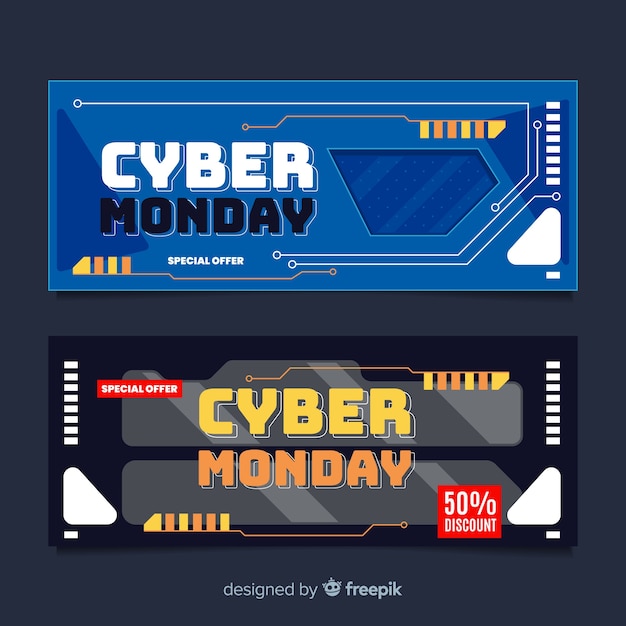 Flaches design cyber montag banner vorlage