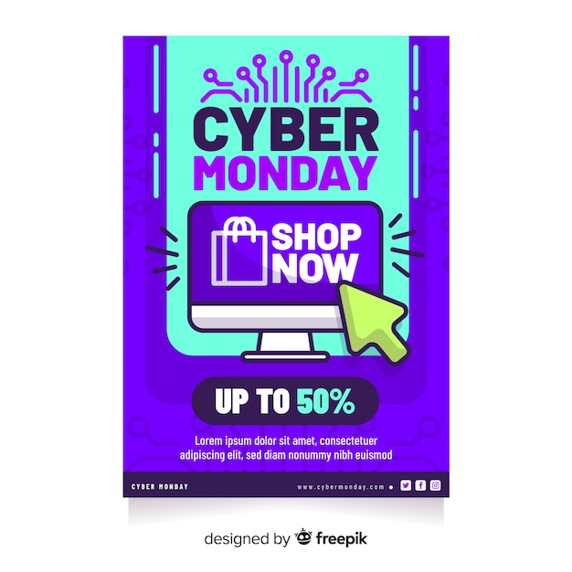 Flaches design cyber montag flyer vorlage