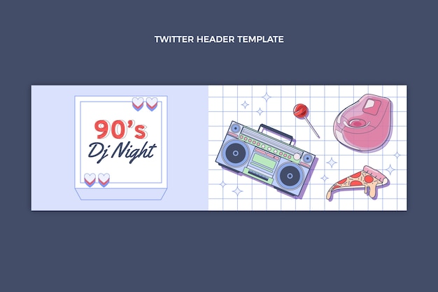 Flaches Design der 90er Jahre Musikfestival Twitter-Header