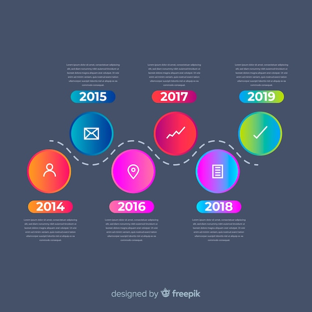 Kostenloser Vektor flaches design der bunten infographic zeitachse