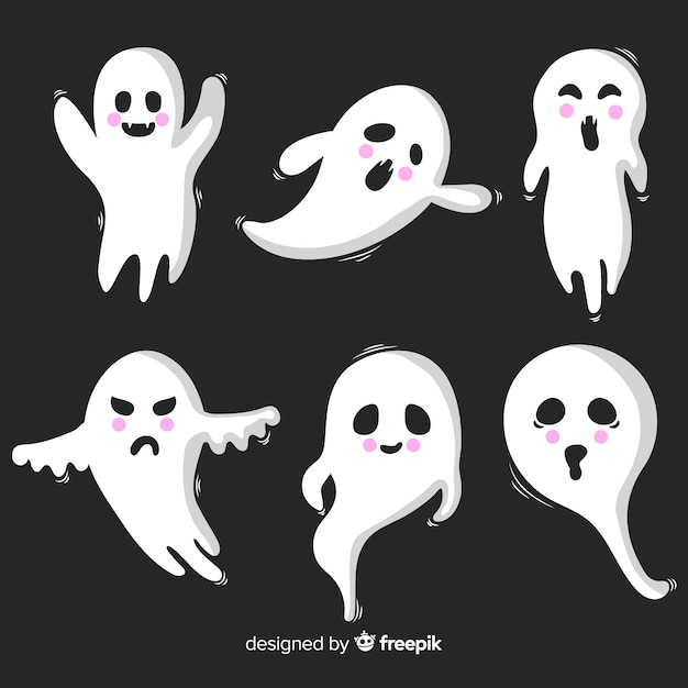 Flaches Design der Halloween-Geistersammlung