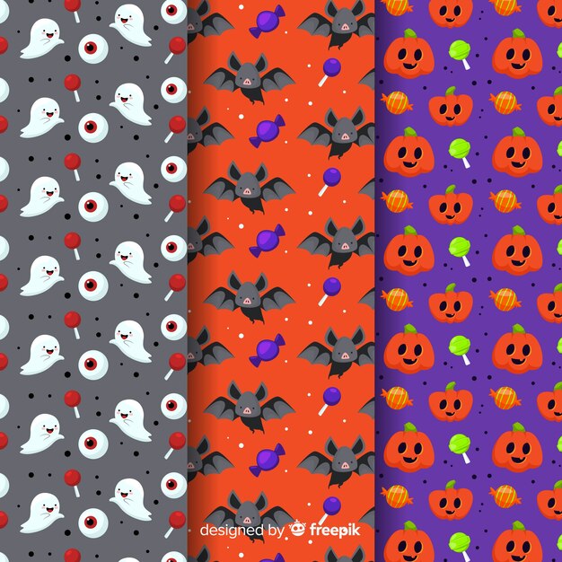 Flaches Design der Halloween-Mustersammlung