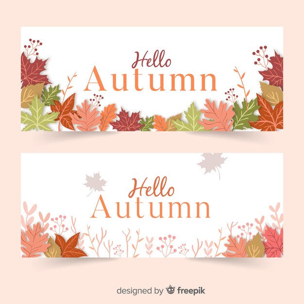 Flaches Design der Herbstfahnen-Schablone