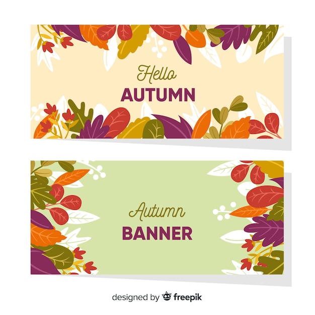 Flaches design der herbstfahnen-schablone