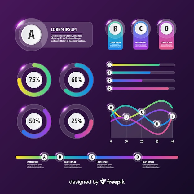 Flaches design der infographic-elementsammlung