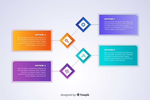 Kostenloser Vektor flaches design der infographic schablone der steigung