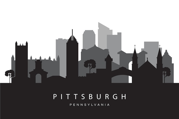 Flaches Design der Skyline-Silhouette von Pittsburgh