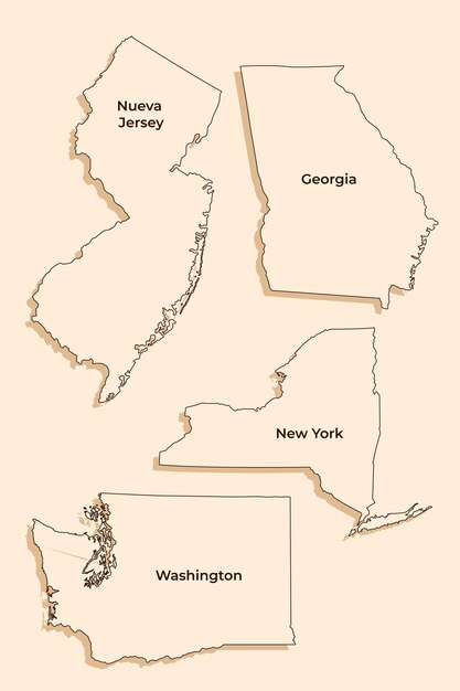 Flaches Design der USA-Staaten Übersichtskarte