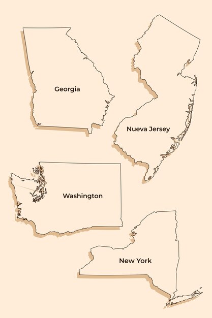 Flaches Design der USA-Staaten Übersichtskarte