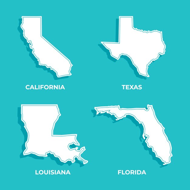 Flaches Design der USA-Staaten Übersichtskarte