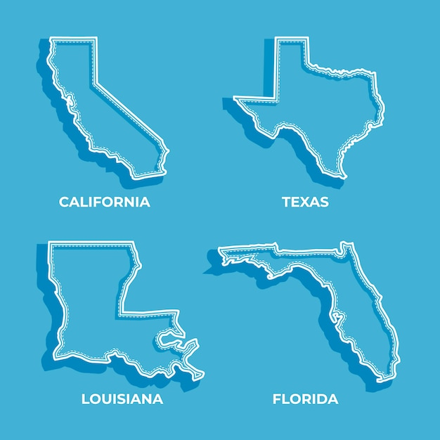 Flaches Design der USA-Staaten Übersichtskarte