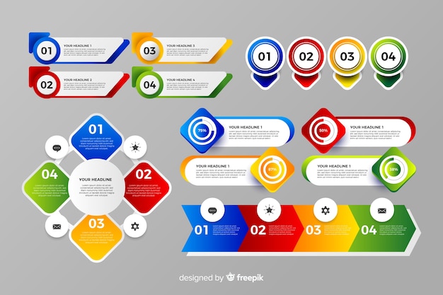 Flaches design des bunten infographic elements