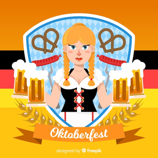 Kostenloser Vektor flaches design des dekorativen oktoberfest-hintergrundes