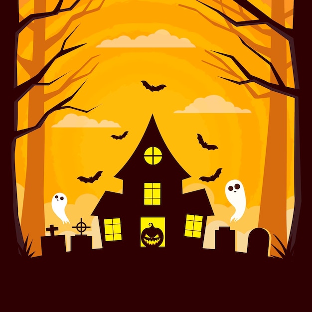 Flaches Design des Halloween-Hintergrunds