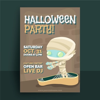 Flaches design des halloween-partyplakats