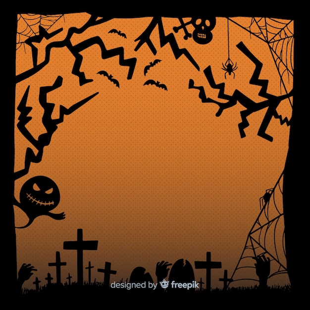 Flaches design des halloween-rahmens