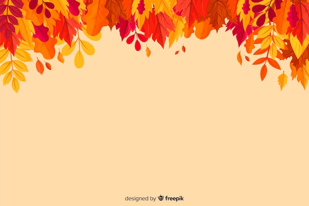 Flaches Design des Herbstlaubhintergrundes