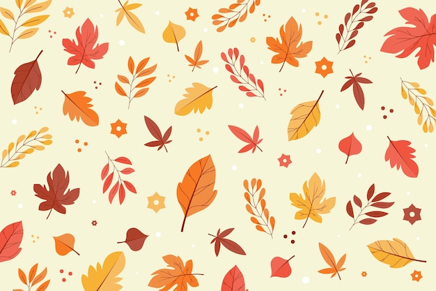 Flaches Design des Herbstlaubhintergrundes