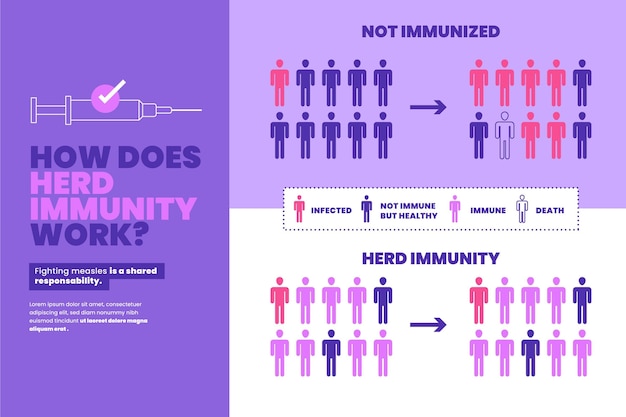 Kostenloser Vektor flaches design des infografik-designs der immunität