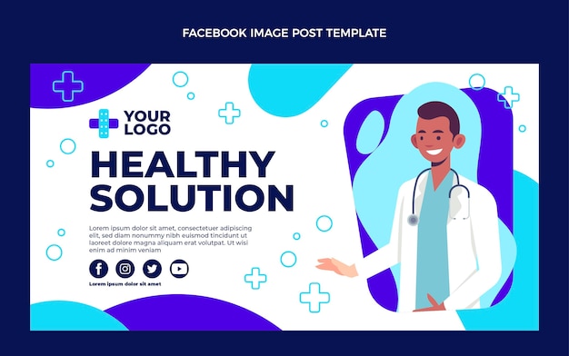 Kostenloser Vektor flaches design des medizinischen facebook-posts