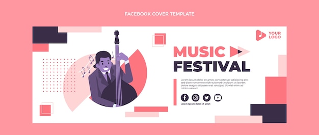 Kostenloser Vektor flaches design des musikfestival-facebook-cover