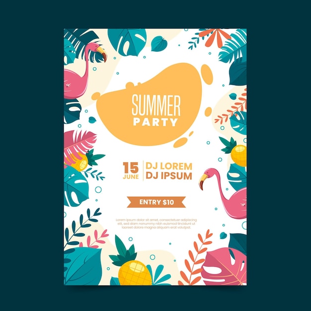 Flaches design des sommerfestplakats