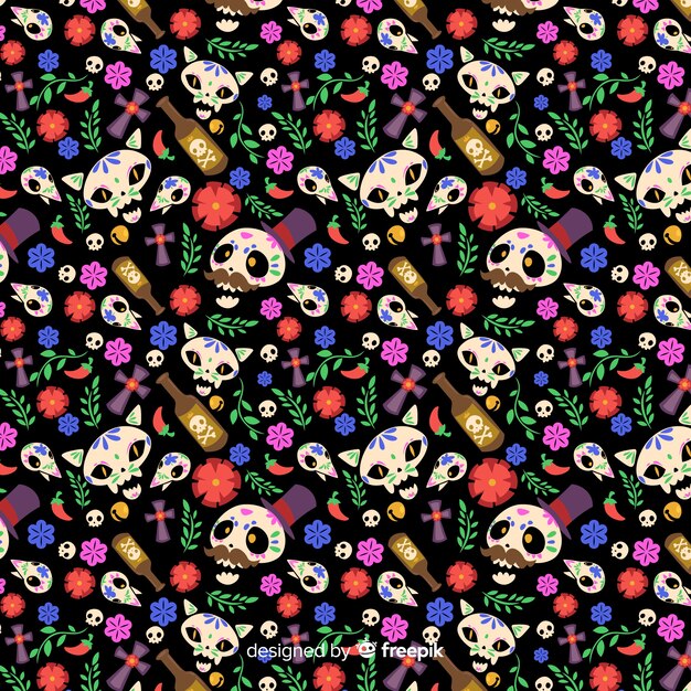 Flaches Design día de Muertos Muster