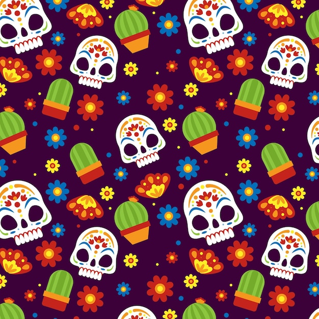 Flaches design dia de muertos muster