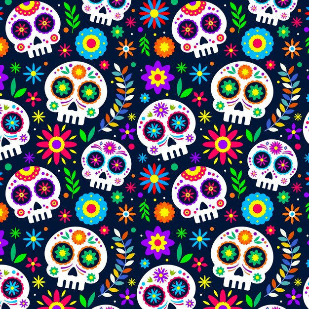 Flaches Design día de muertos Muster