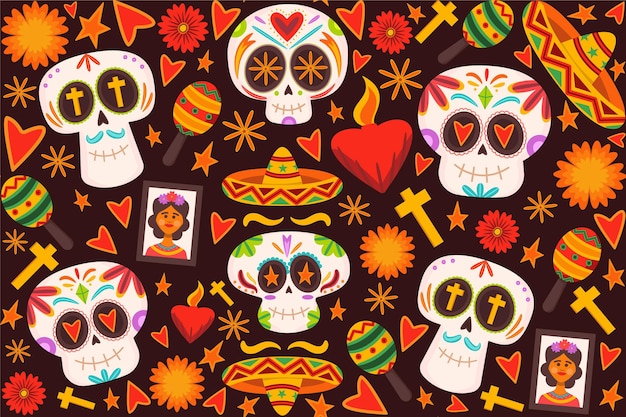 Flaches design dia de muertos muster