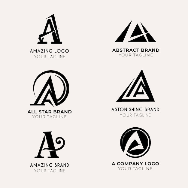 Kostenloser Vektor flaches design eines logo-vorlagen-sets