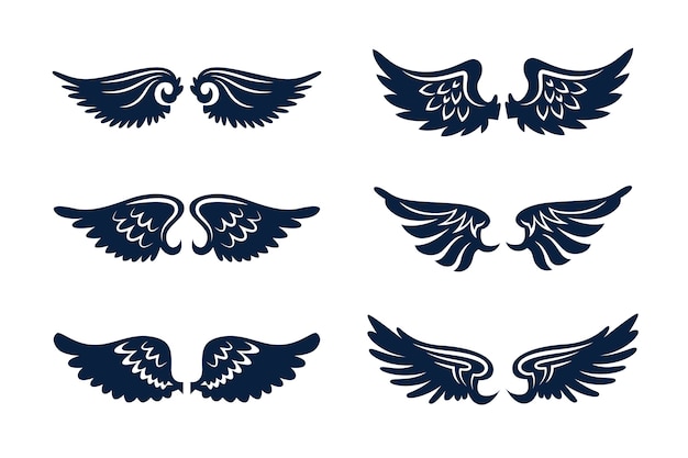 Flaches Design Engelsflügel Silhouette