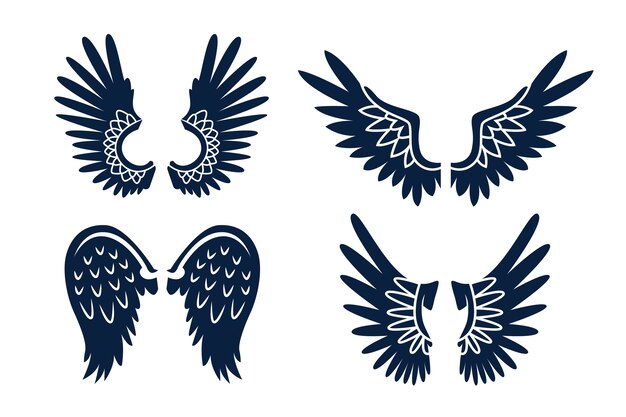 Flaches Design Engelsflügel Silhouette