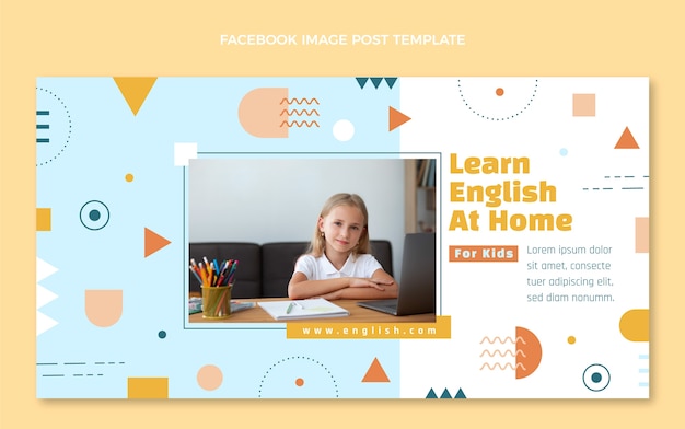 Kostenloser Vektor flaches design englischunterricht facebook-beitrag