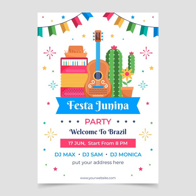 Flaches Design festas juninas Parteiplakatschablone