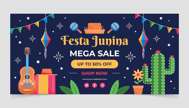 Kostenloser Vektor flaches design festas juninas party sale banner