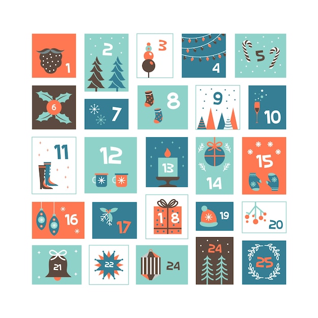 Kostenloser Vektor flaches design festlichen adventskalender