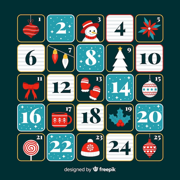 Flaches design festlichen adventskalender