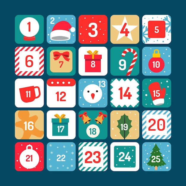 Kostenloser Vektor flaches design festlichen adventskalender