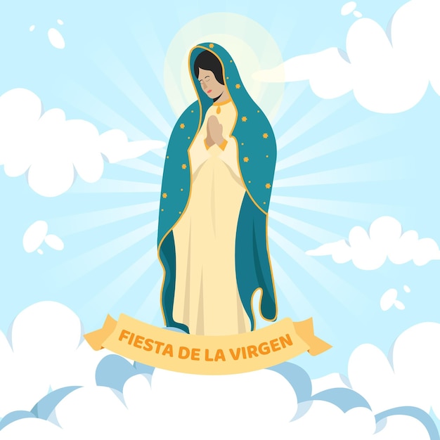 Kostenloser Vektor flaches design fiesta de la virgen