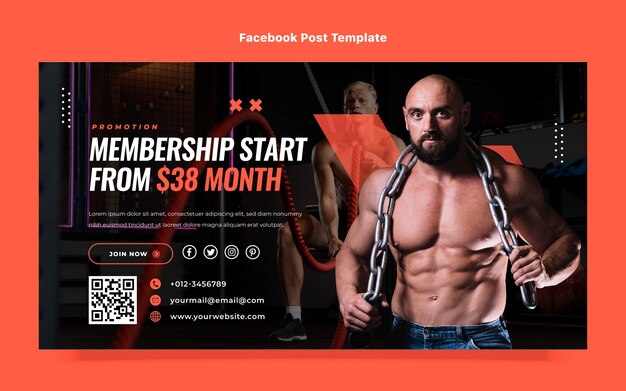 Flaches Design Fitness-Facebook-Post-Vorlage