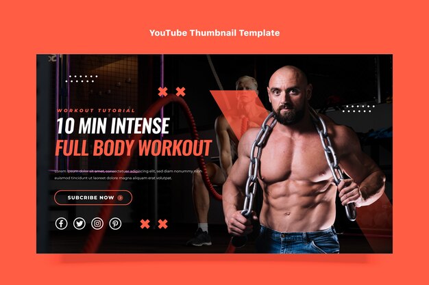 Flaches Design Fitness-YouTube-Thumbnail-Vorlage