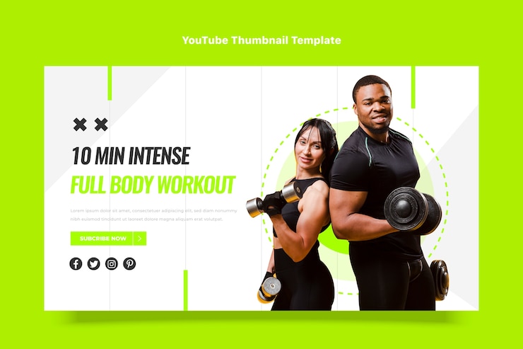 Kostenlose Vektor flaches design fitness-youtube-thumbnail
