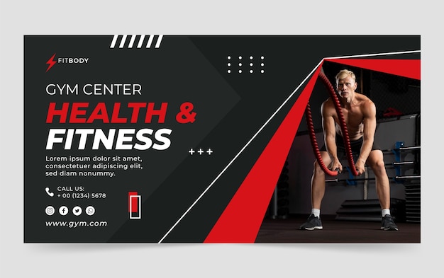 Flaches Design Fitnessstudio Vorlagendesign