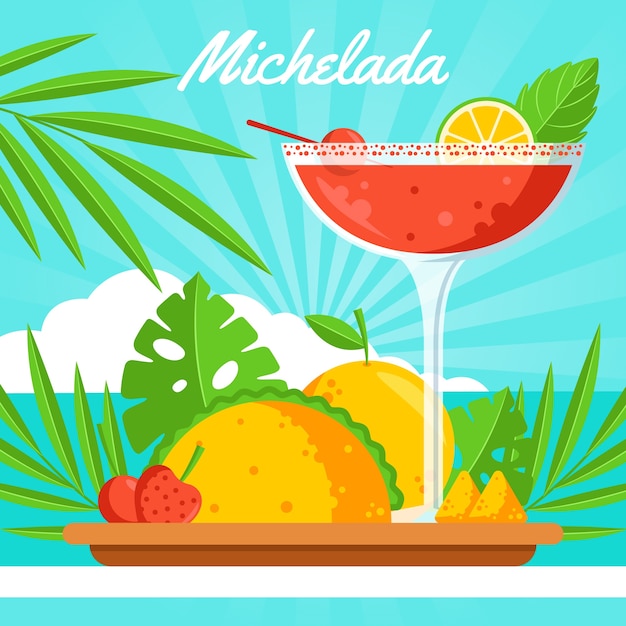 Flaches design frische michelada-illustration