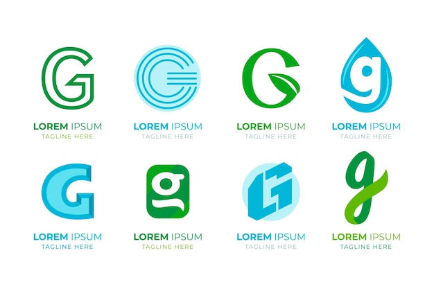 Kostenloser Vektor flaches design g brief logo pack