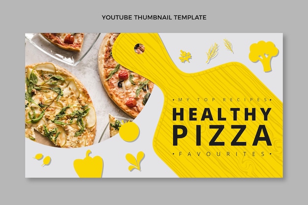 Kostenloser Vektor flaches design gesunde pizza youtube thumbnail